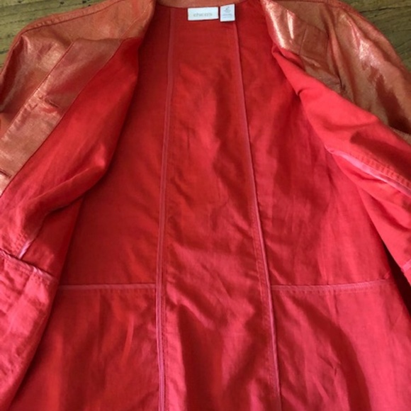 Women's Chico's Orange Iridescent Jacket - Chico's Size 2  (L/XL) - Picture 16 of 16